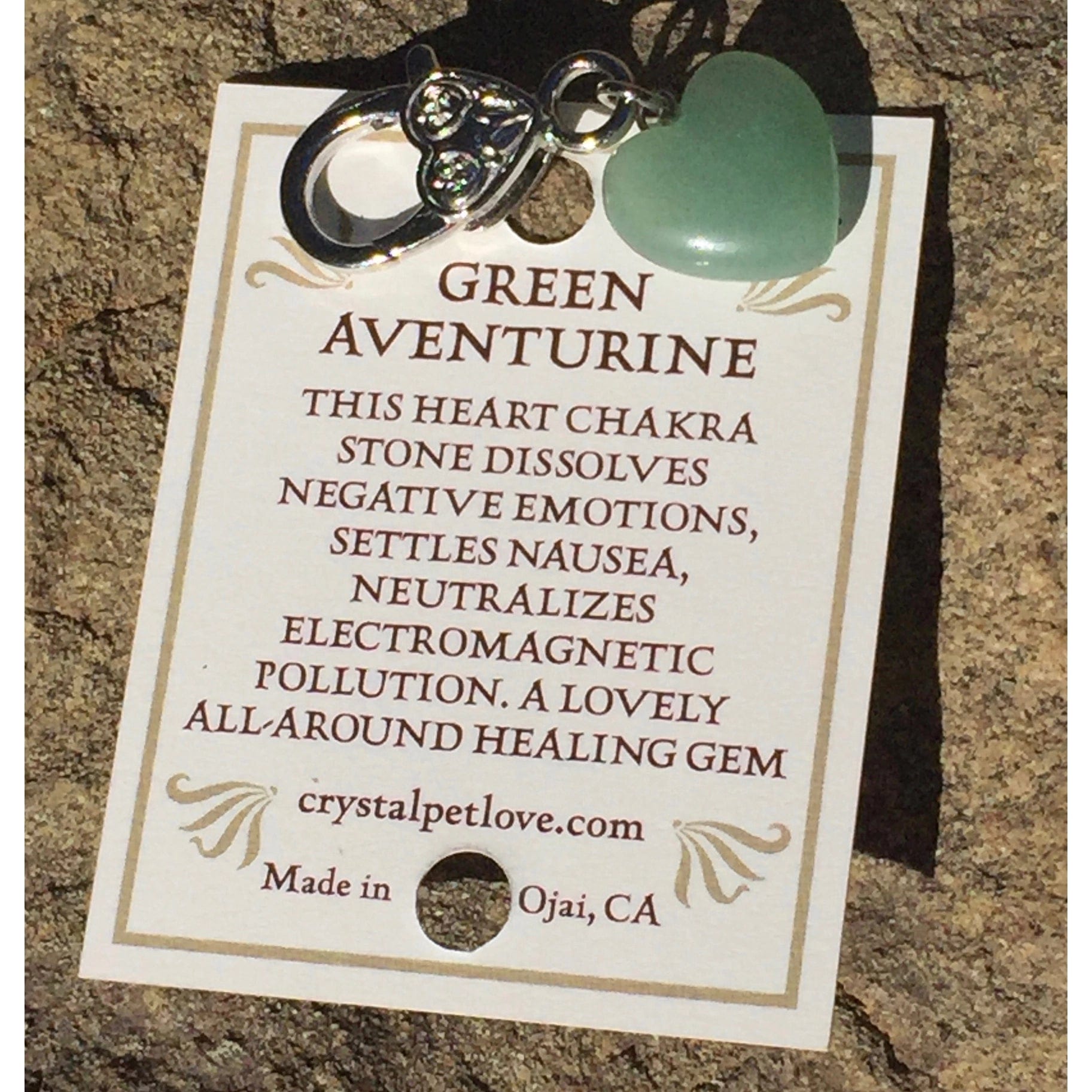 Healing Crystal Green Aventurine Pet Pendant Made in the USA、mySite、g9winljtr