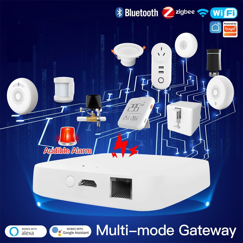 Smart Wired Multi-mode Gateway ZigBee WiFi Bluetooth Mesh Hub Away Stay Home Security Protect Mode、mySite、fannypackpong