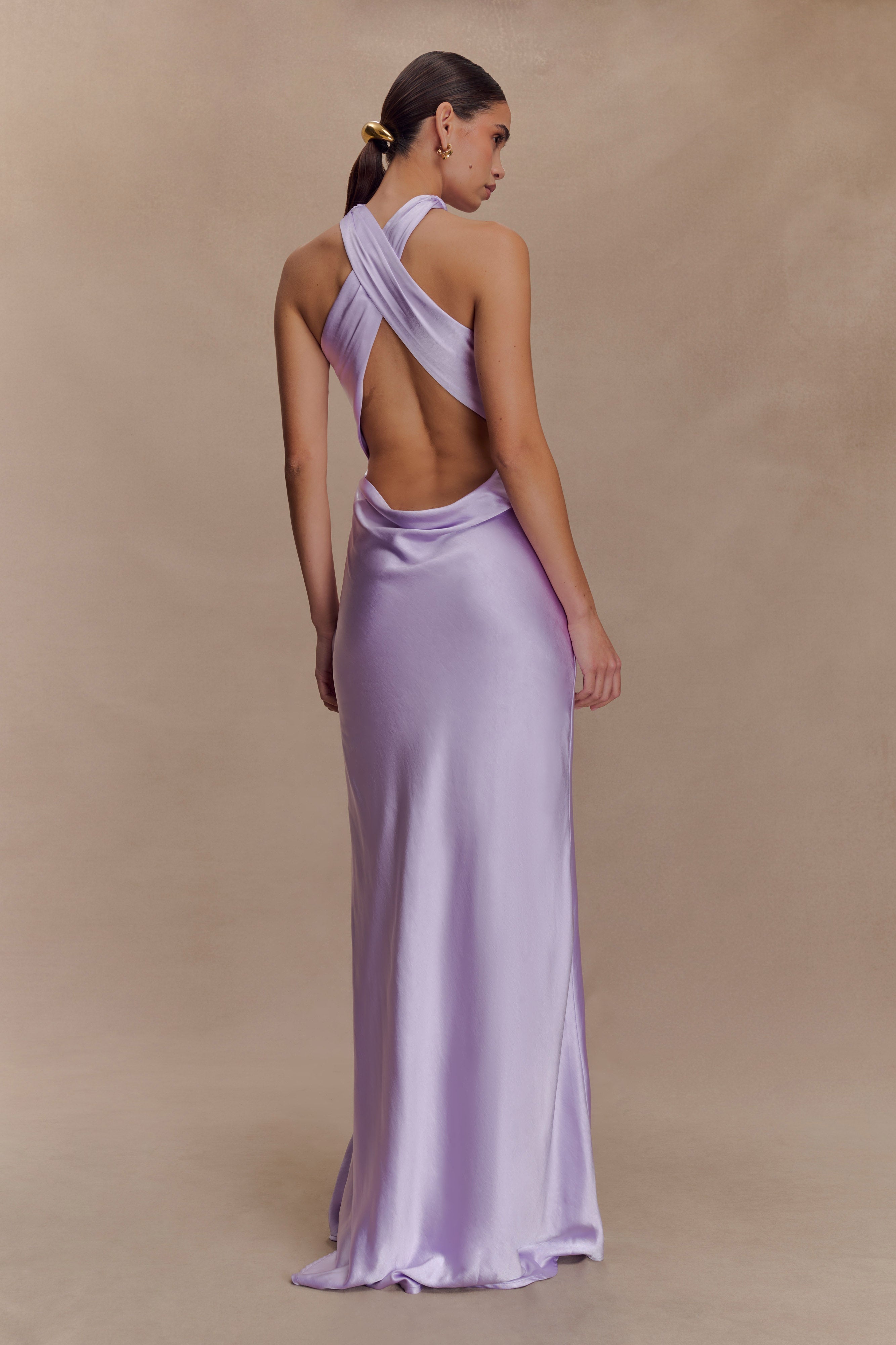 Phyllis Satin Halter Maxi Dress - Lilac、mySite、solidvoid