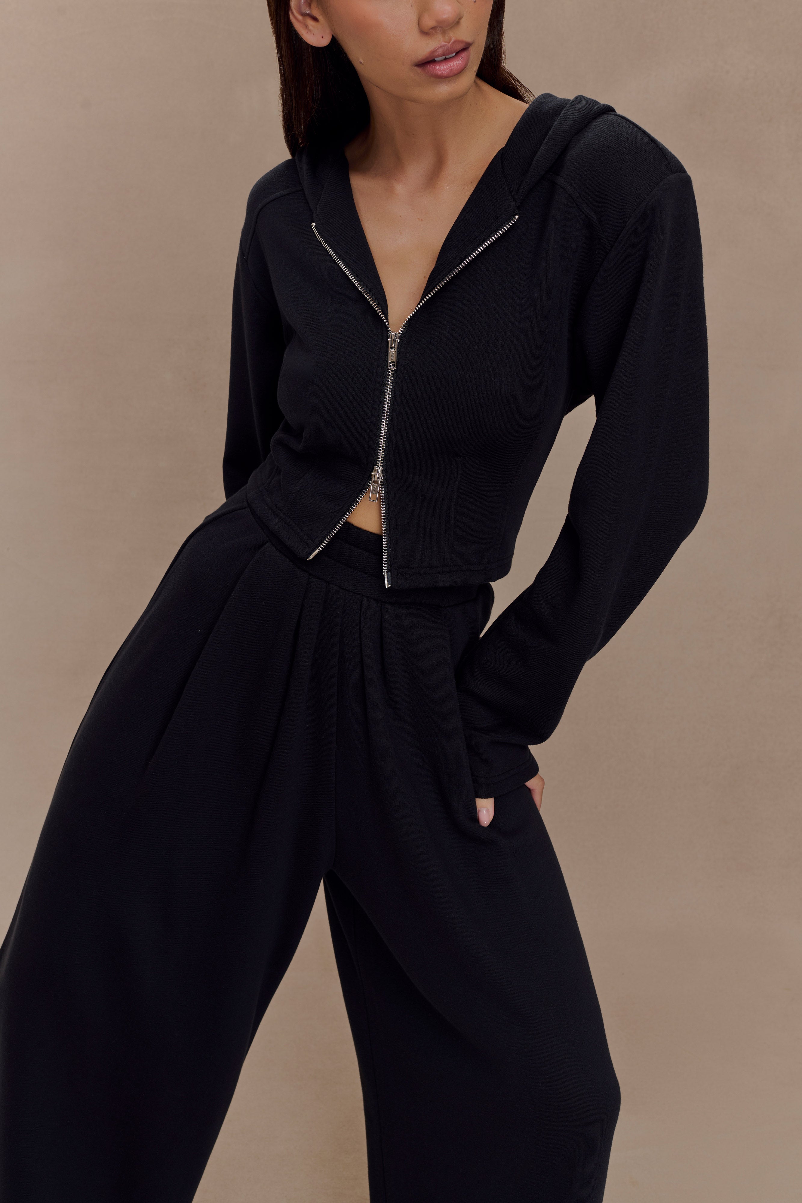 Quinn Zip Up Hoodie - Black、mySite、solidvoid