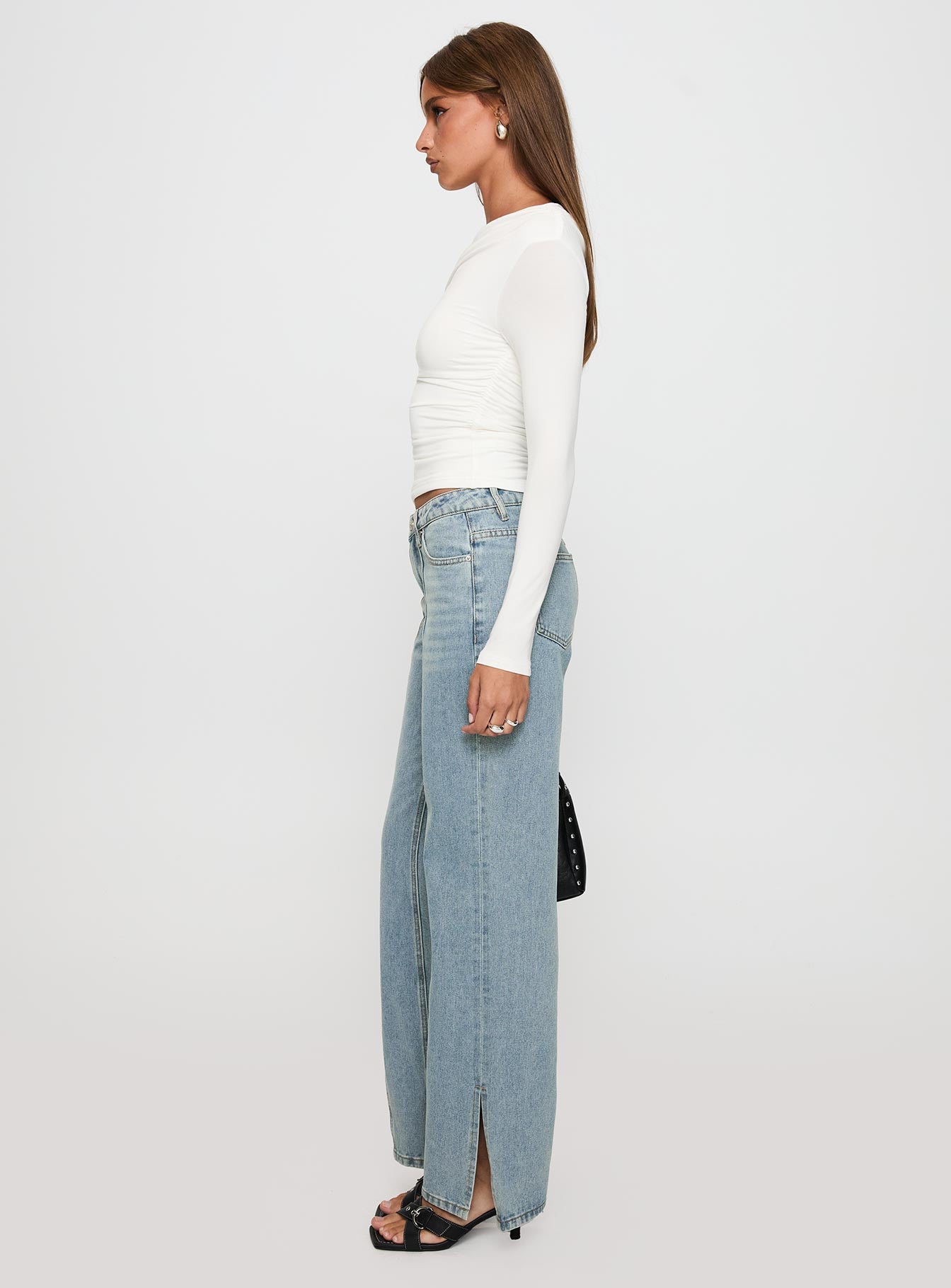 White Mustang Side Split Jean Light Blue、mySite、solidvoid