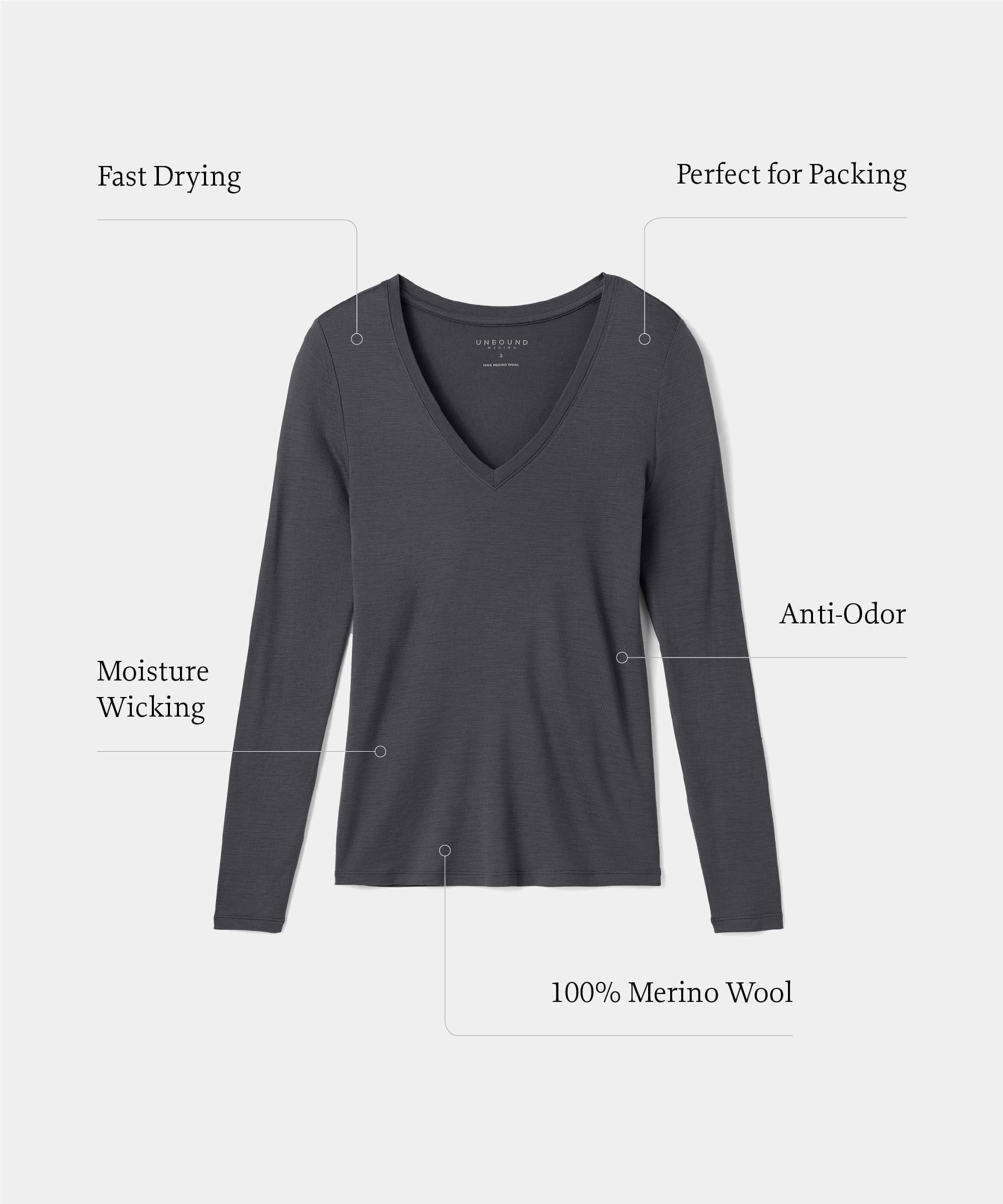 Women's Slim Merino Long Sleeve V-Neck、mySite、noshort