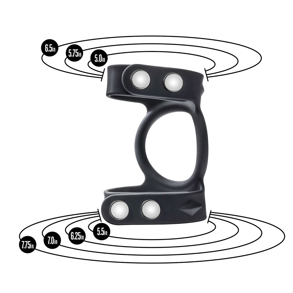 Performance By Blush® | VS8: Black Silicone Double Ball Strap & Penis Ring、mySite、bottomscart