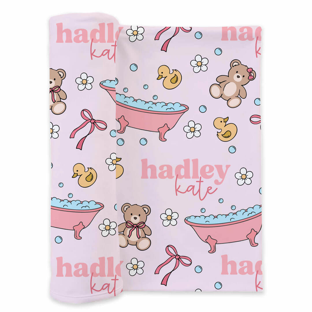  Bathtime Besties Personalized Swaddle Blanket | Pink、mySite、layawaytickets