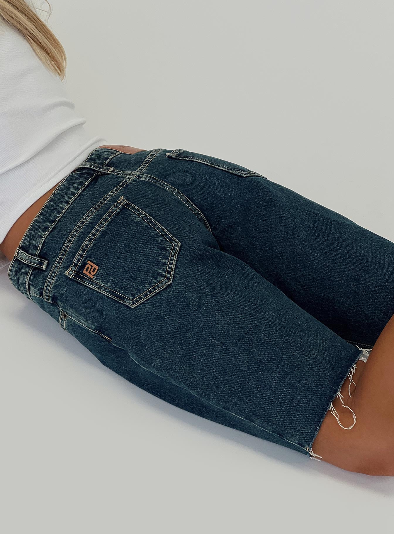 Cult Classic Longline Denim Shorts Vintage Wash、mySite、solidvoid