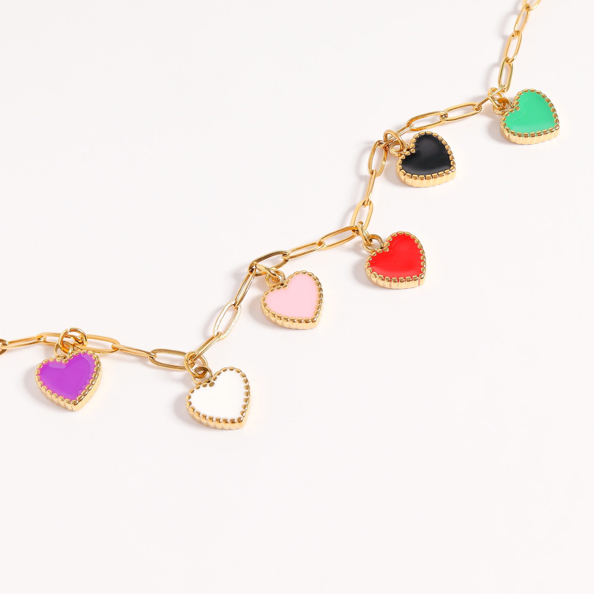 18K Gold PVD Stainless Steel Epoxy Heart Charm / PDL0186、mySite、dreamappss