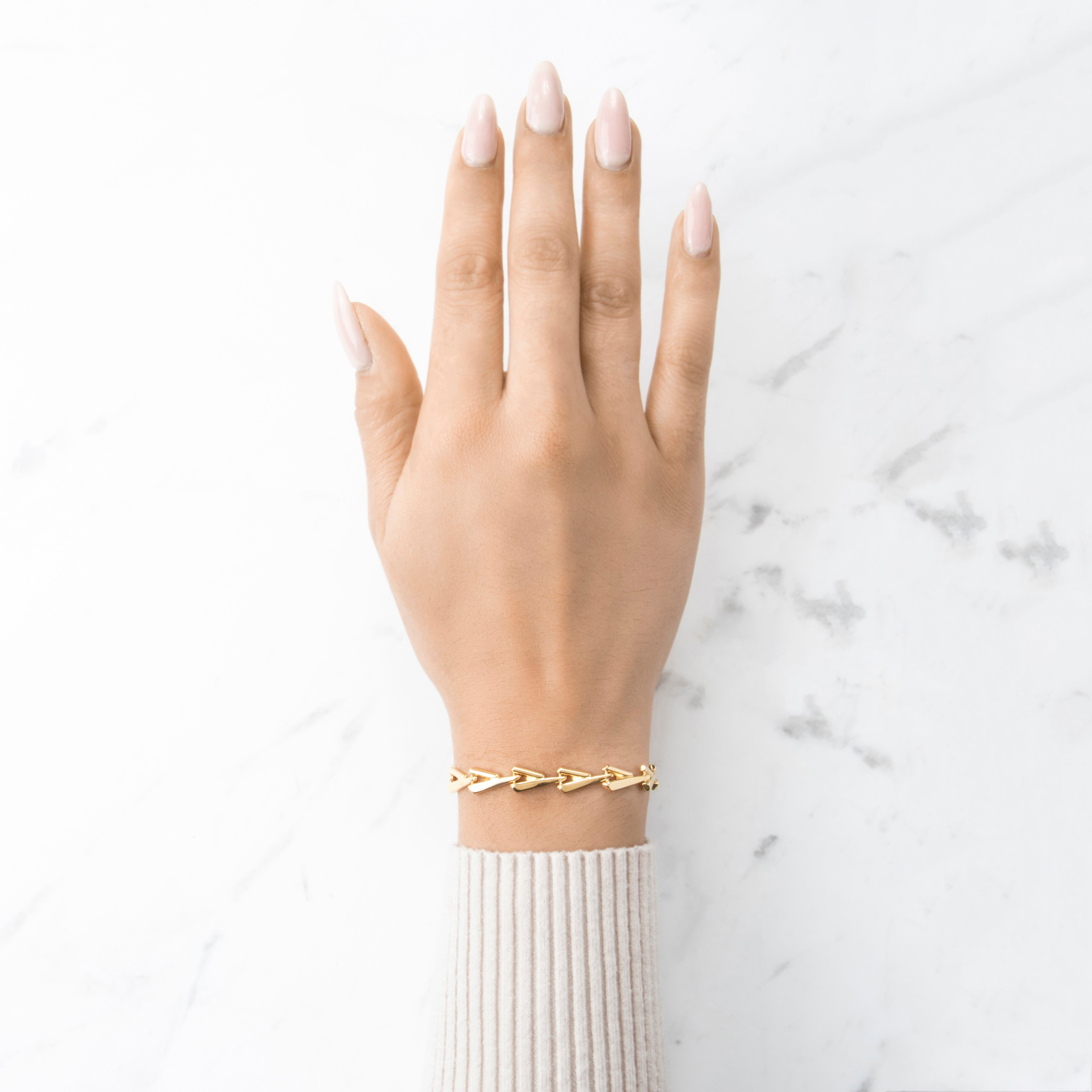 Vintage Italian 18k Yellow Gold Chic Geometric Arrow Link Bracelet 7、mySite、hinf8tx79