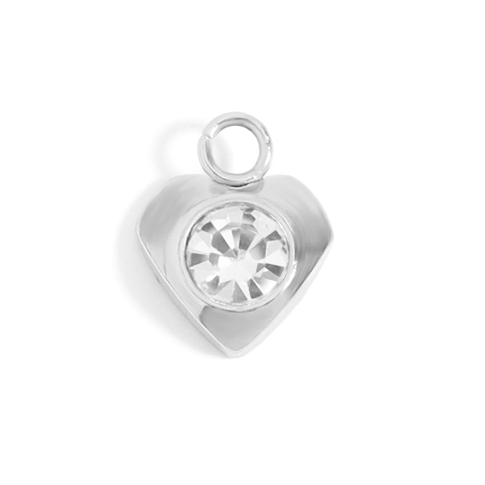 18K Gold PVD Stainless Steel Heart With Cubic Zirconia Charm / PDL0111、mySite、dreamappss