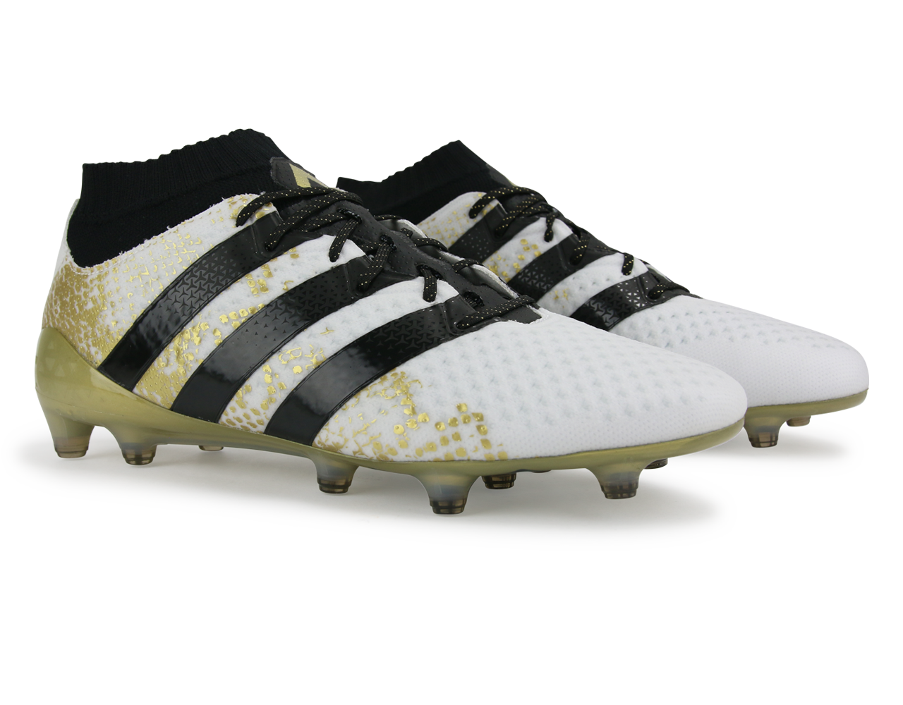 adidas Men's ACE 16.1 Primeknit FG White/Core Black/Gold Metalic、mySite、noshort