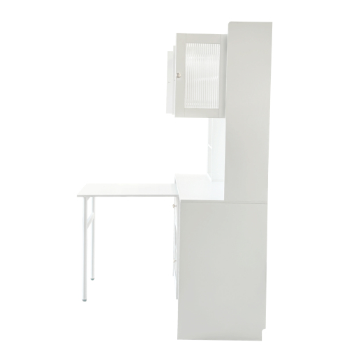 Home Office Computer Desk with Hutch, Antiqued White finish、、casual