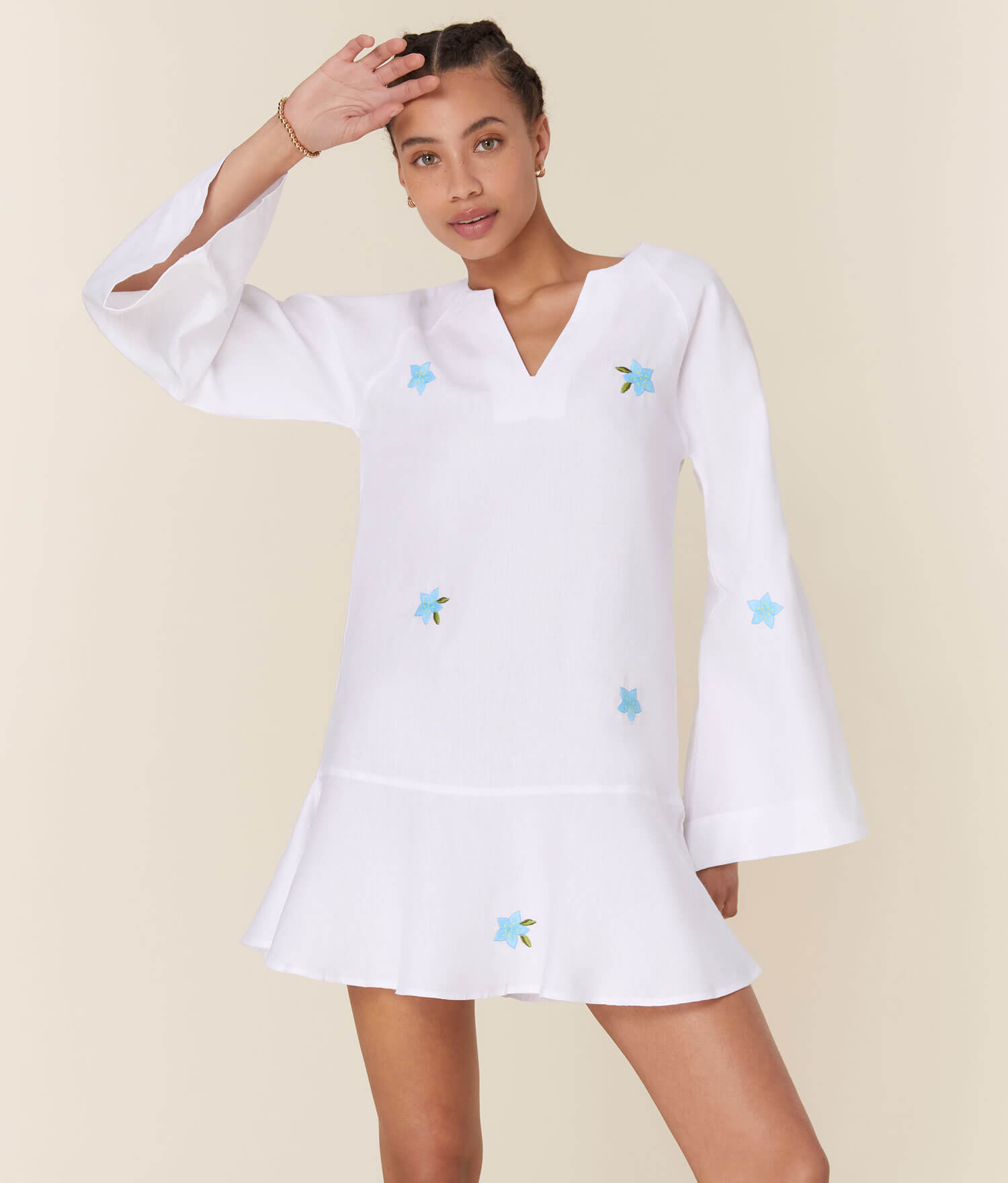  The Serik Mini Dress - Linen - White、mySite、ashleygrahame