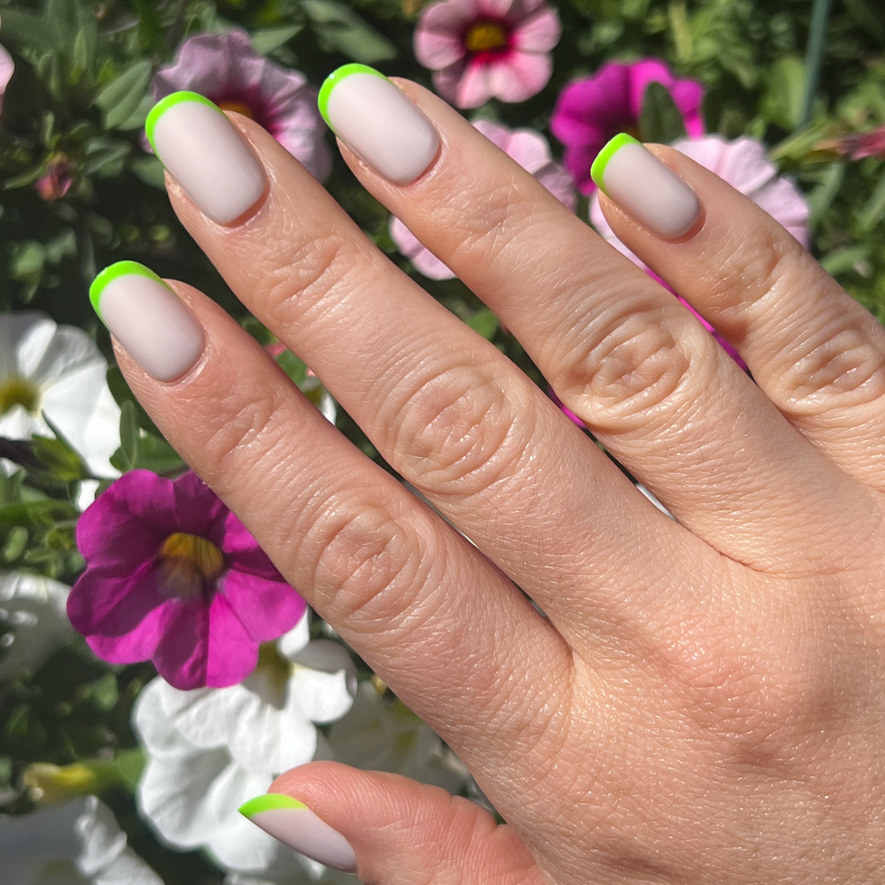 Neon Lime French | Squoval | Short、mySite、solidvoid