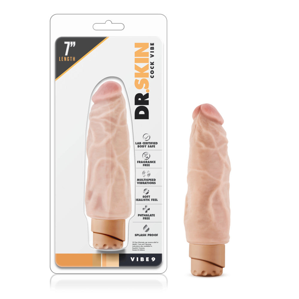 Dr. Skin By Blush® | Cock Vibe 9 Realistic Beige 7.5-Inch Long Vibrating Dildo、mySite、bottomscart