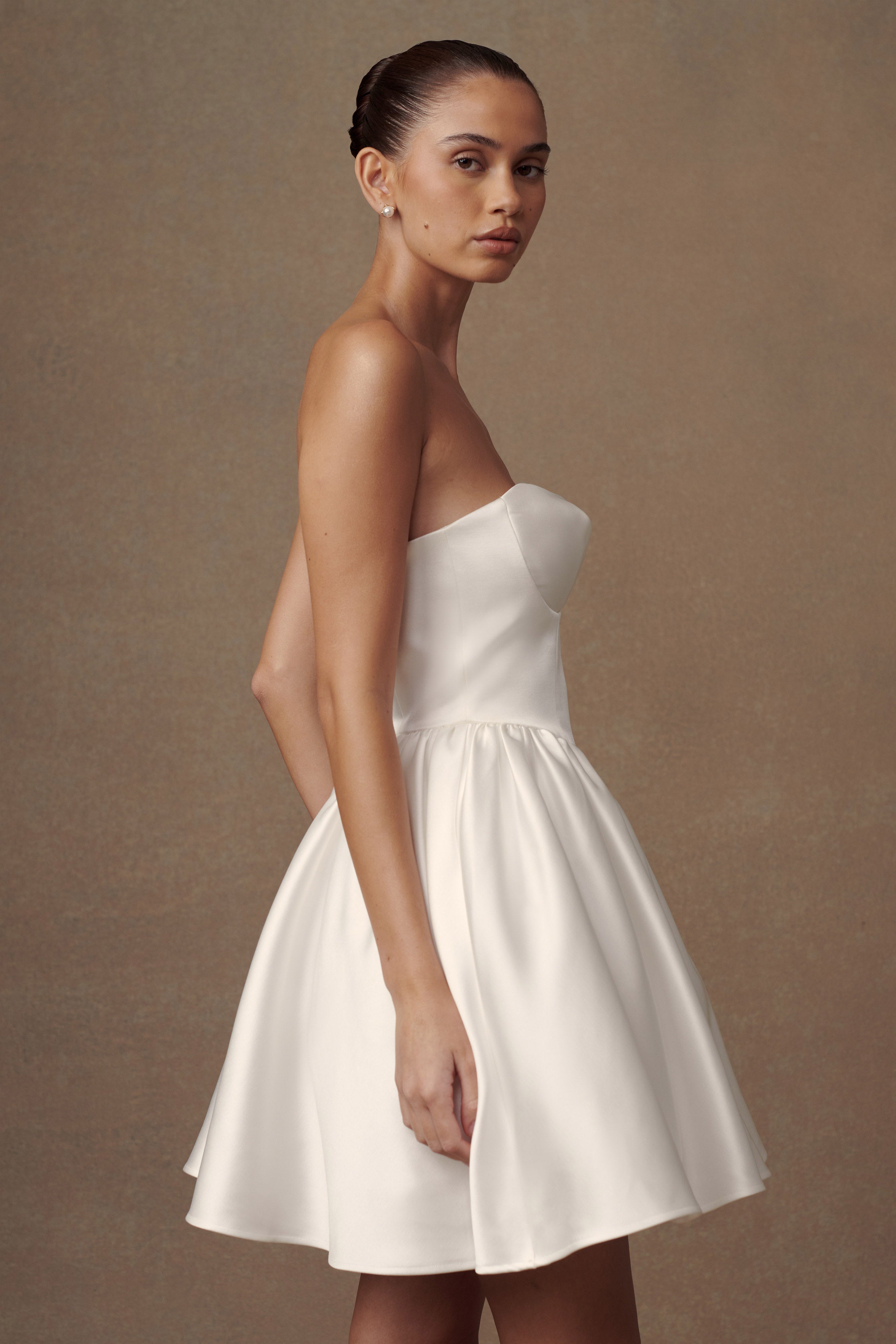 Hollie Structured Corset Mini Dress - White、mySite、solidvoid