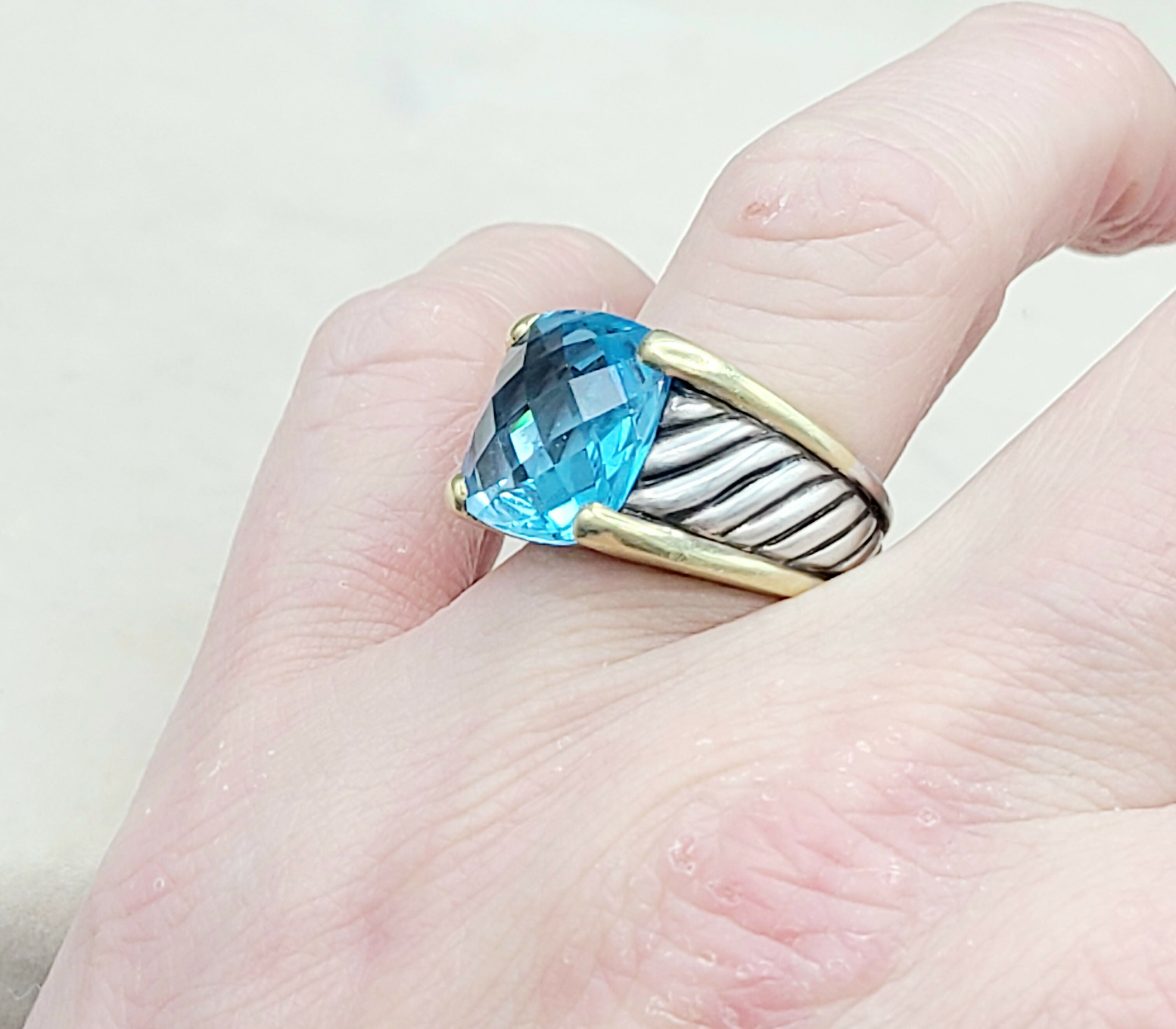David Yurman Wide Sculpted Cable Ring Blue Topaz、mySite、hinf8tx79