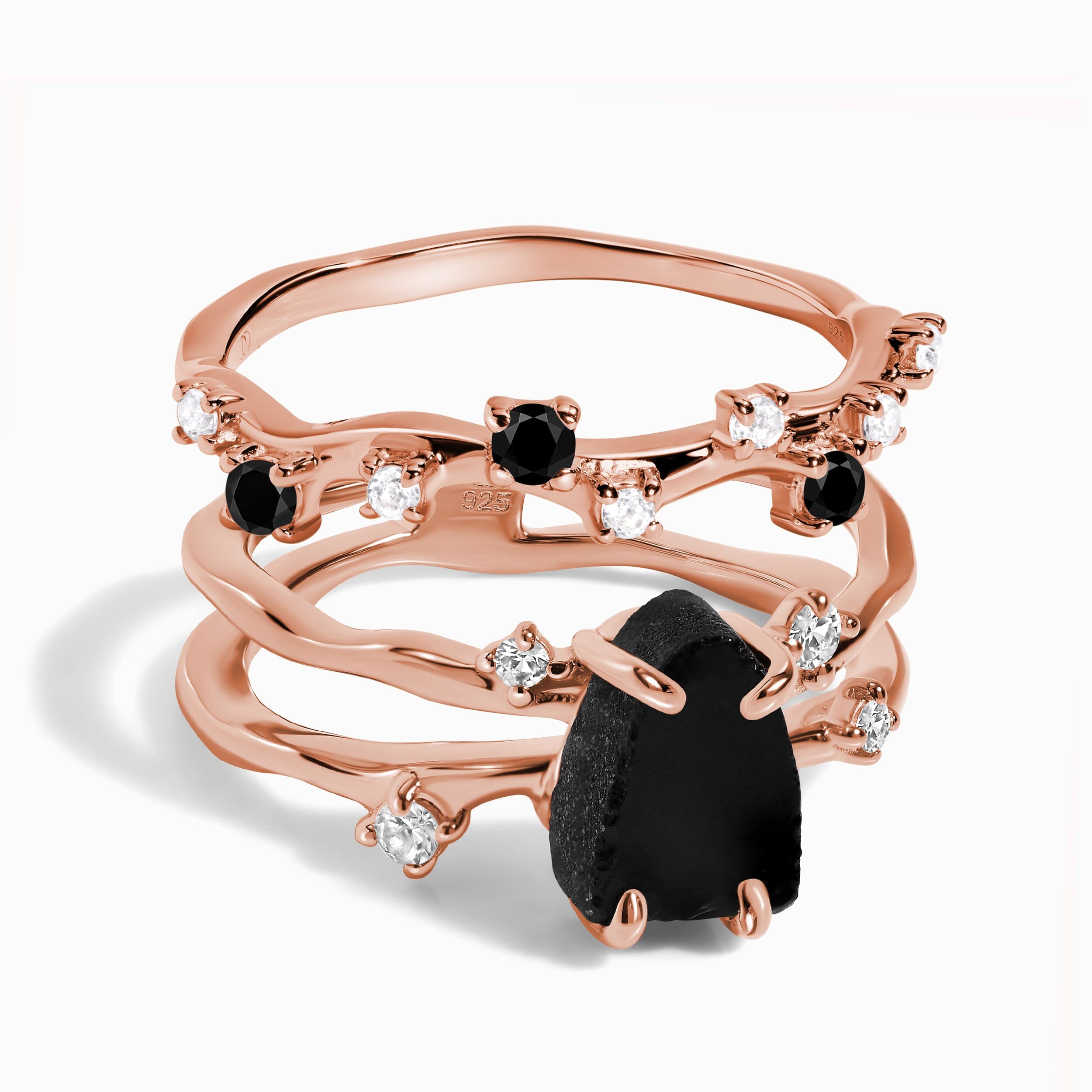 Black Obsidian Flow Ring & Black Onyx Stardust Band、mySite、hinf8tx79