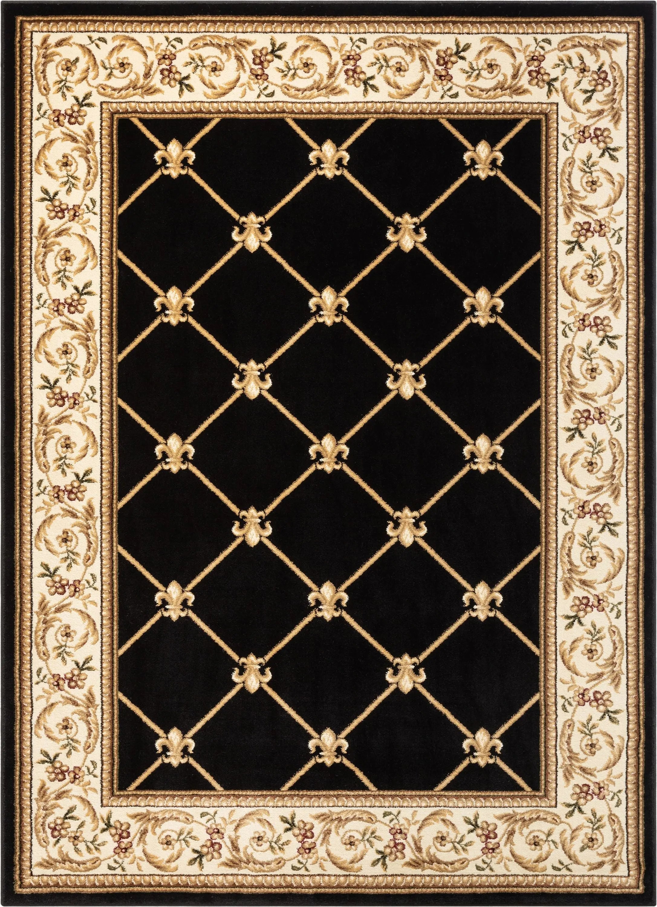 Fleur De Lis Black Formal Rug、mySite、gigharbornorthrealestate