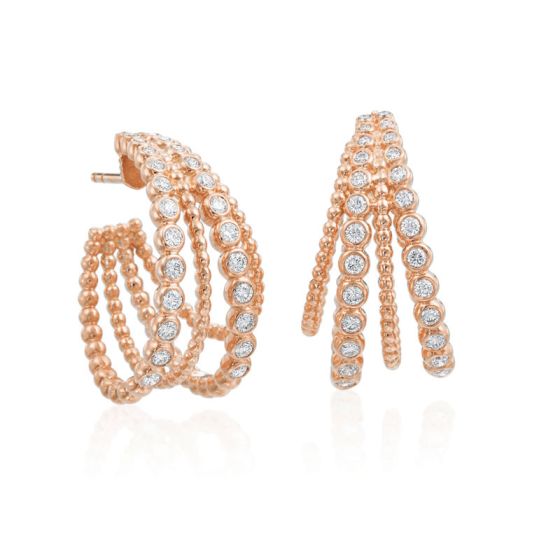 Gumuchian Nutmeg 18k Gold Four Row Diamond Hoop Earrings、mySite、hinf8tx79