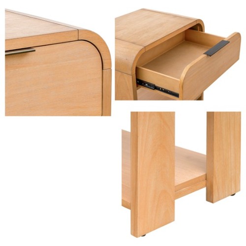 Modern One Drawer Waterfall Nightstand、、eastwooduniform