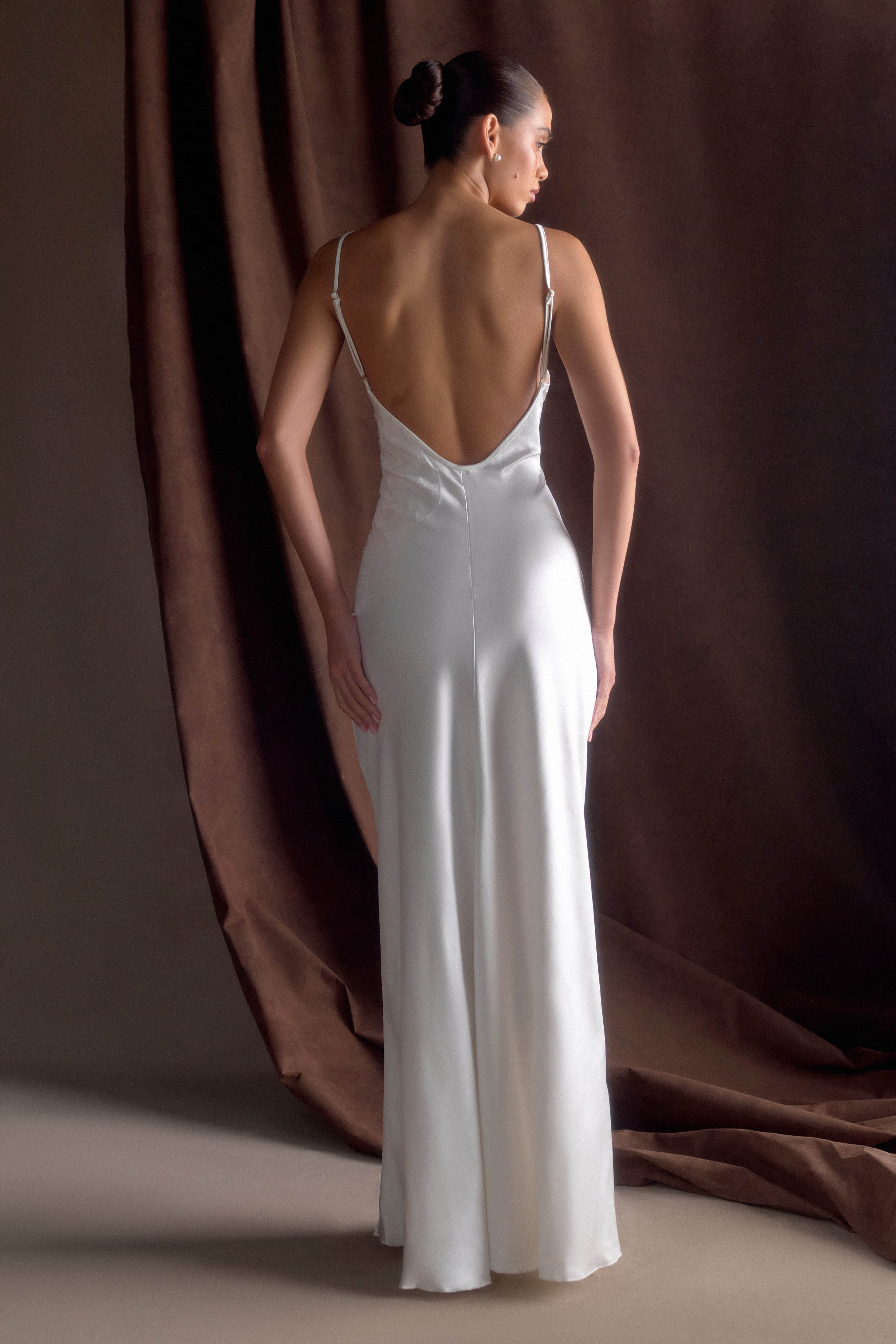 Saylor Satin Slip Maxi Dress - Ivory、mySite、solidvoid