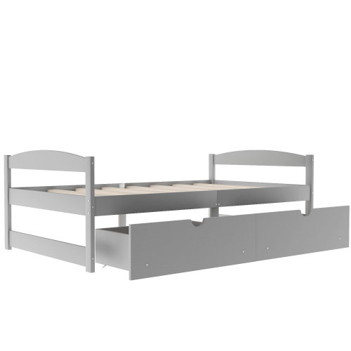 Twin size platform bed, with two drawers, espresso、、casual