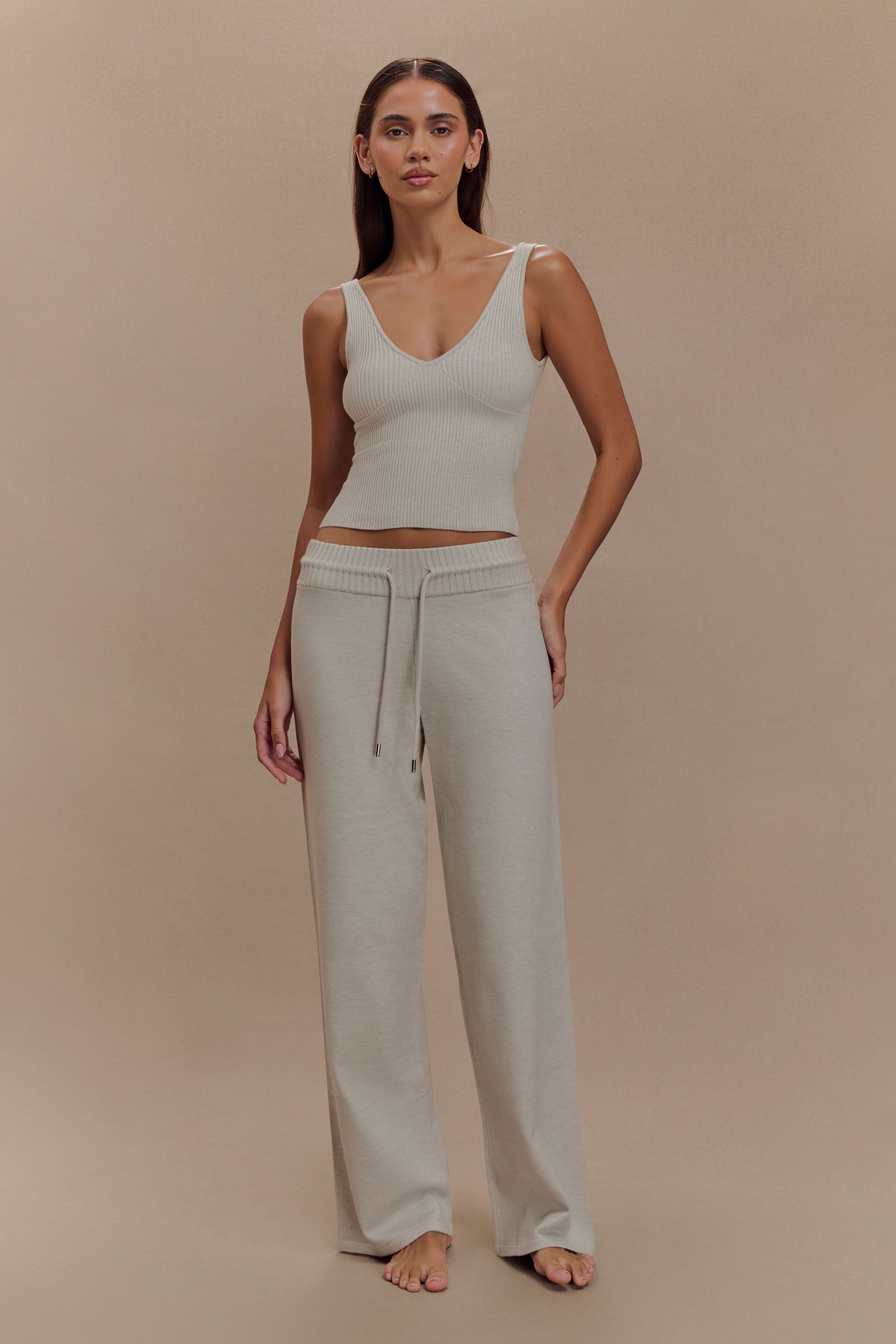 Natalya Knit Wide Leg Pants - Heather Grey Marle、mySite、solidvoid