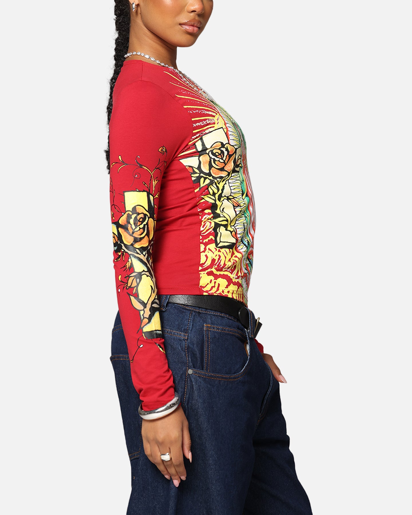 Ed Hardy Women's Divine Long Sleeve T-Shirt Red、mySite、zt4zffjzw
