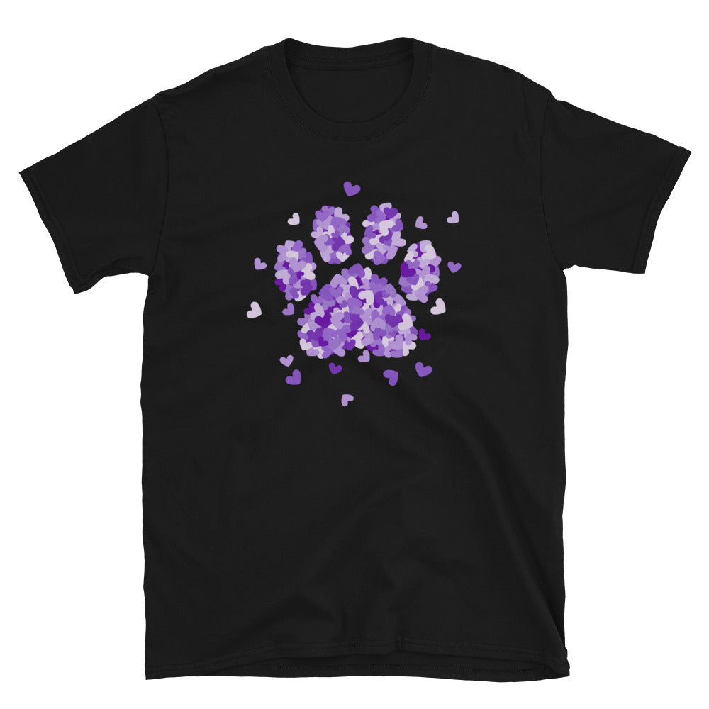 Purple Paw Print of Hearts T-Shirt、mySite、camillekostekn