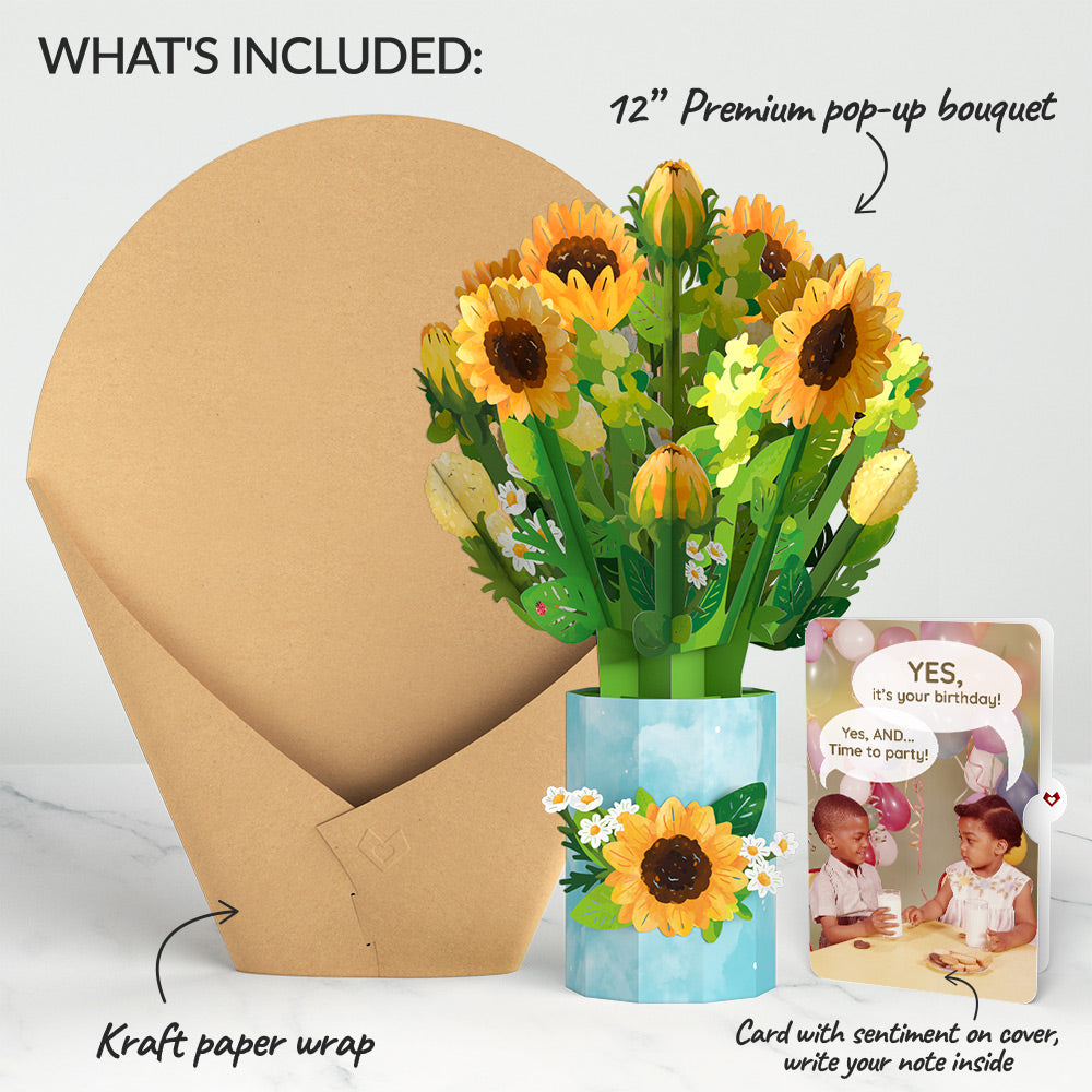 Sunflower Blooms Birthday Bouquet and Time to Party Sentiment Set、mySite、solidvoid