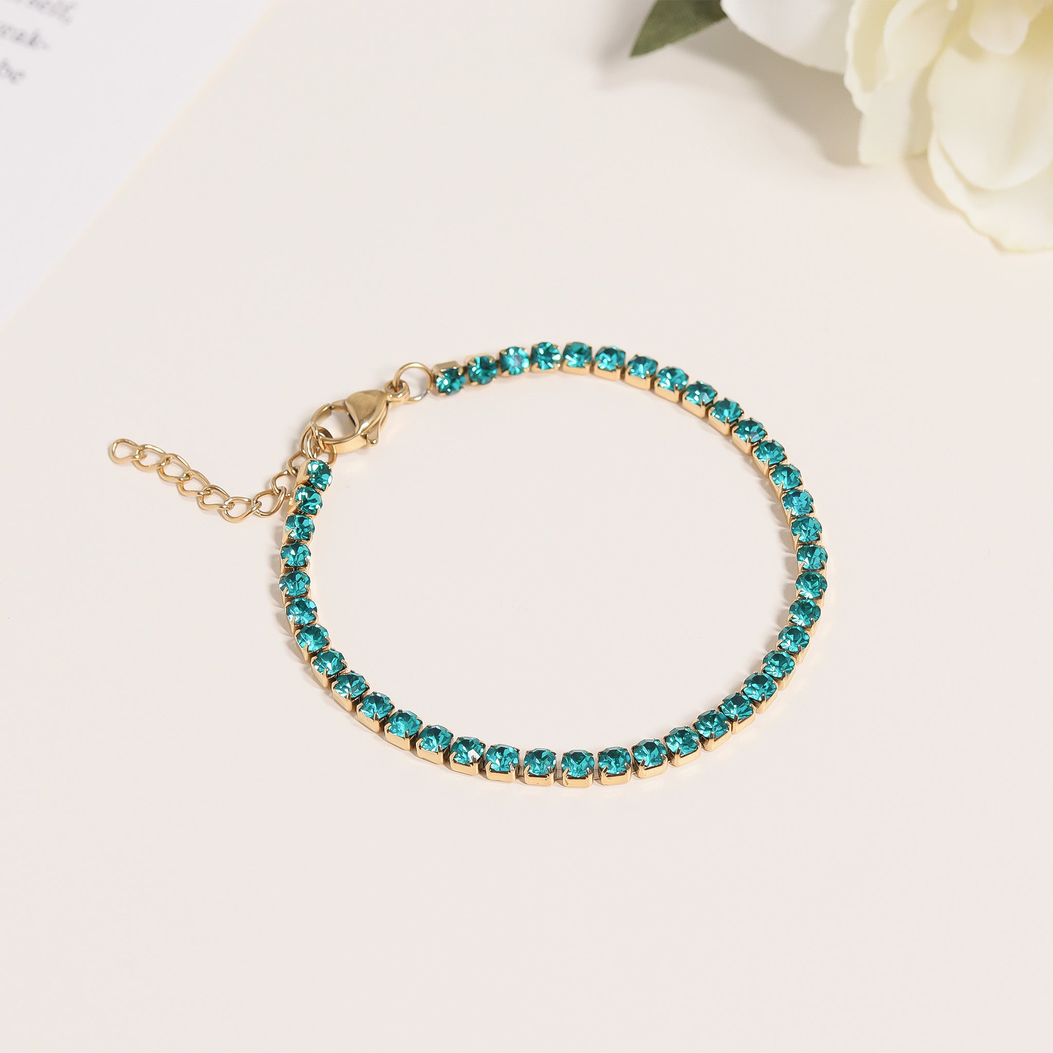 18K Gold PVD Stainless Steel Birthstone Tennis Bracelet / TBR0008、mySite、dreamappss