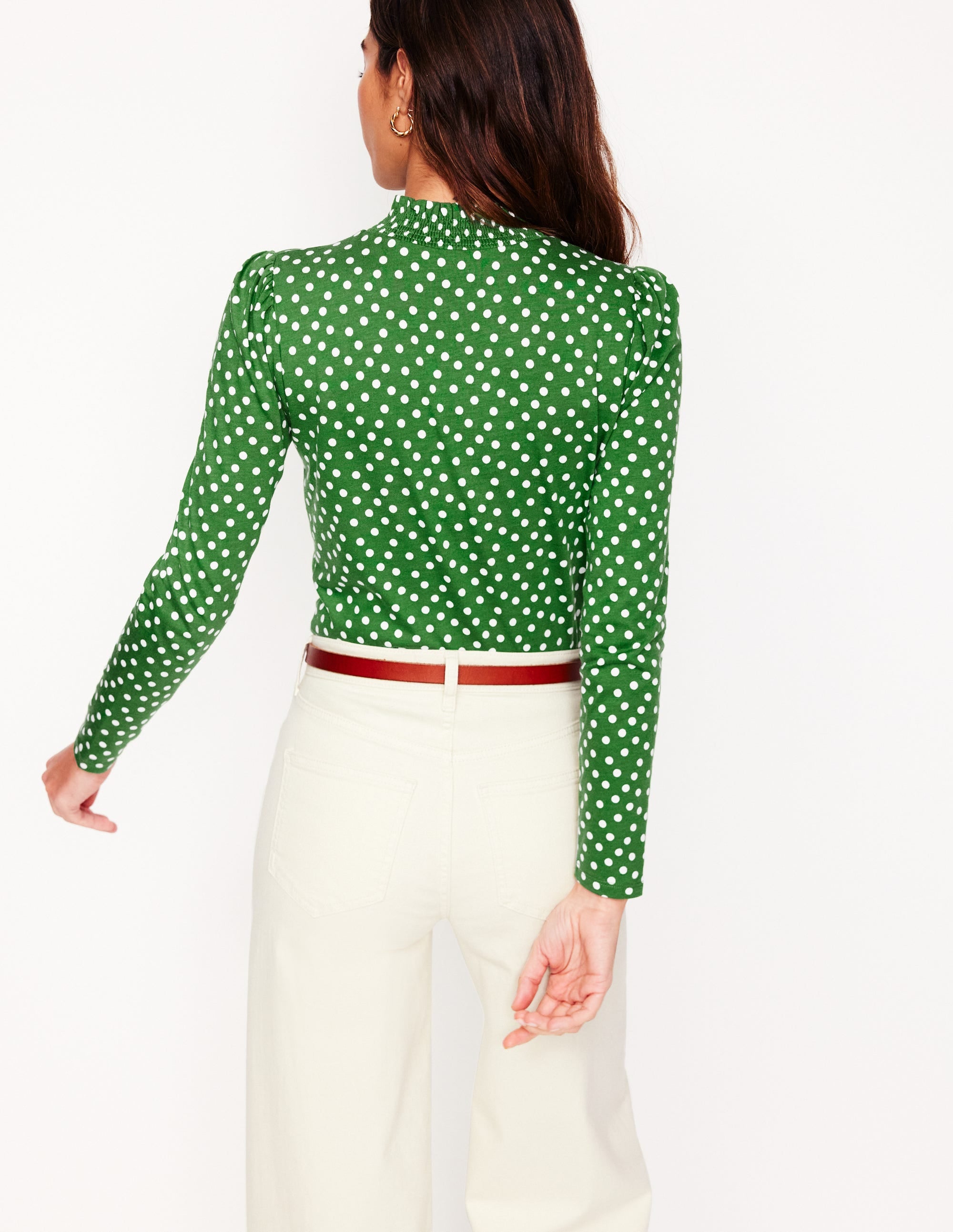  Smocked Neck Printed Top-Promenade Green, Abstract Dot、mySite、ashleygrahame