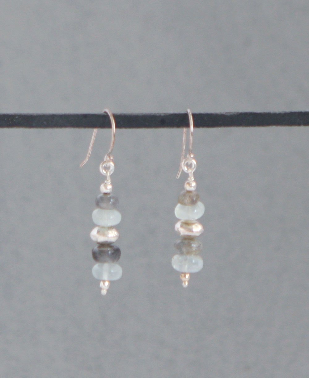 Gemstone Cairn Earrings, Labradorite and Aquamarine、mySite、topwebapps