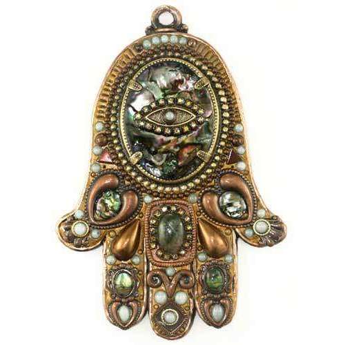 Michal Golan Copper and Abalone Evil Eye Wall Hamsa、mySite、topwebapps