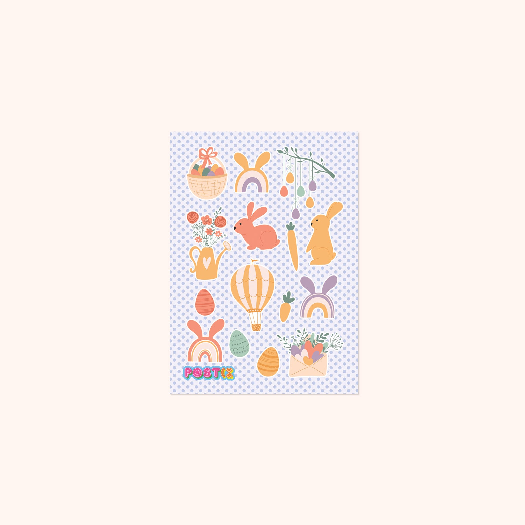  Pastel Easter Bunny Garden Mini Sticker Sheet、mySite、ghnorth