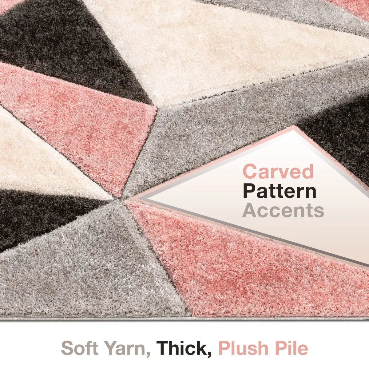 Venice Blush Modern Geometric 3D Textured Shag Rug、mySite、gigharbornorthrealestate