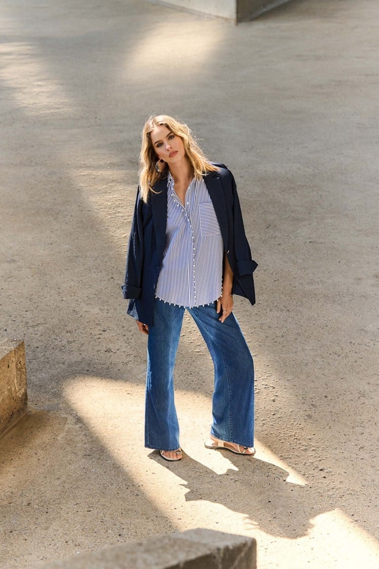 Joseph Ribkoff Goldie Classic Wide Leg Jeans, Medium Blue、mySite、noshort