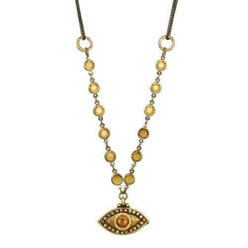 Michal Golan Gold and Copper Evil Eye Beaded Necklace、mySite、topwebapps