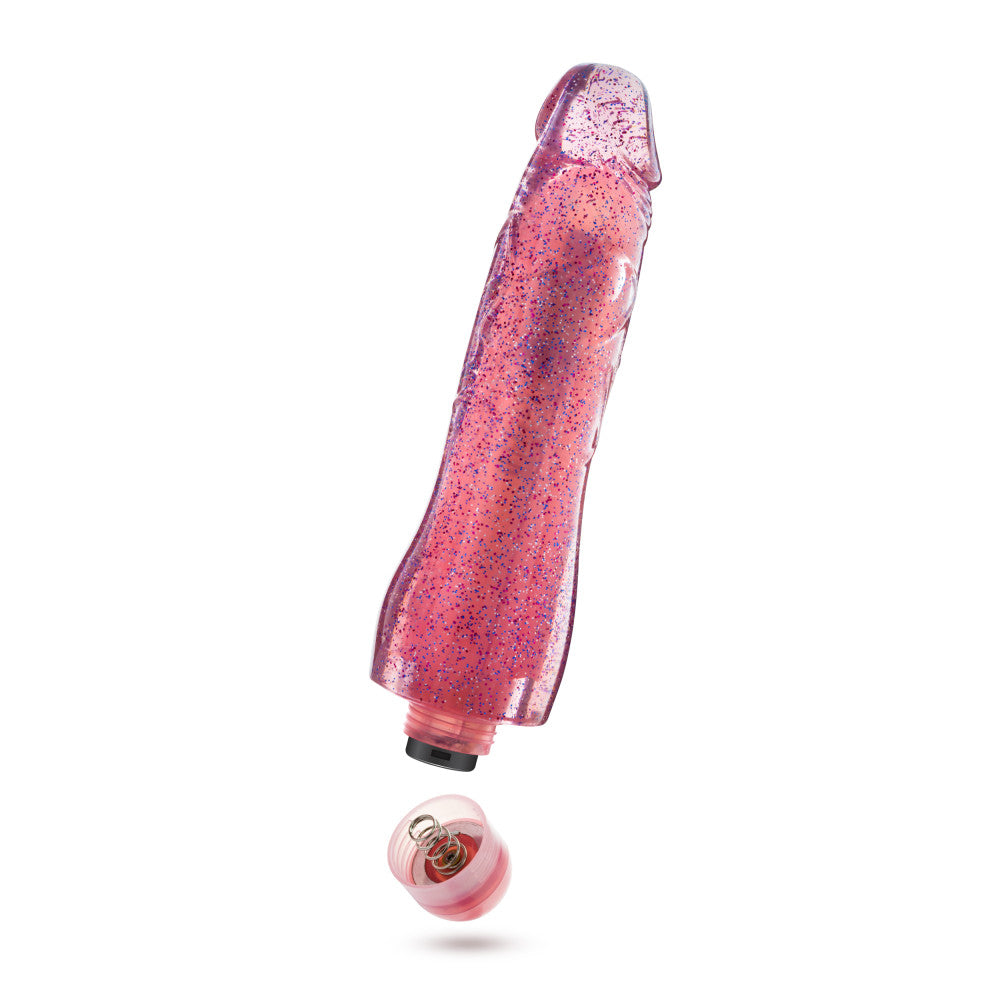 Glow Dicks By Blush® | Molly Glitter Realistic Pink 8-Inch Long Vibrating Dildo、mySite、bottomscart
