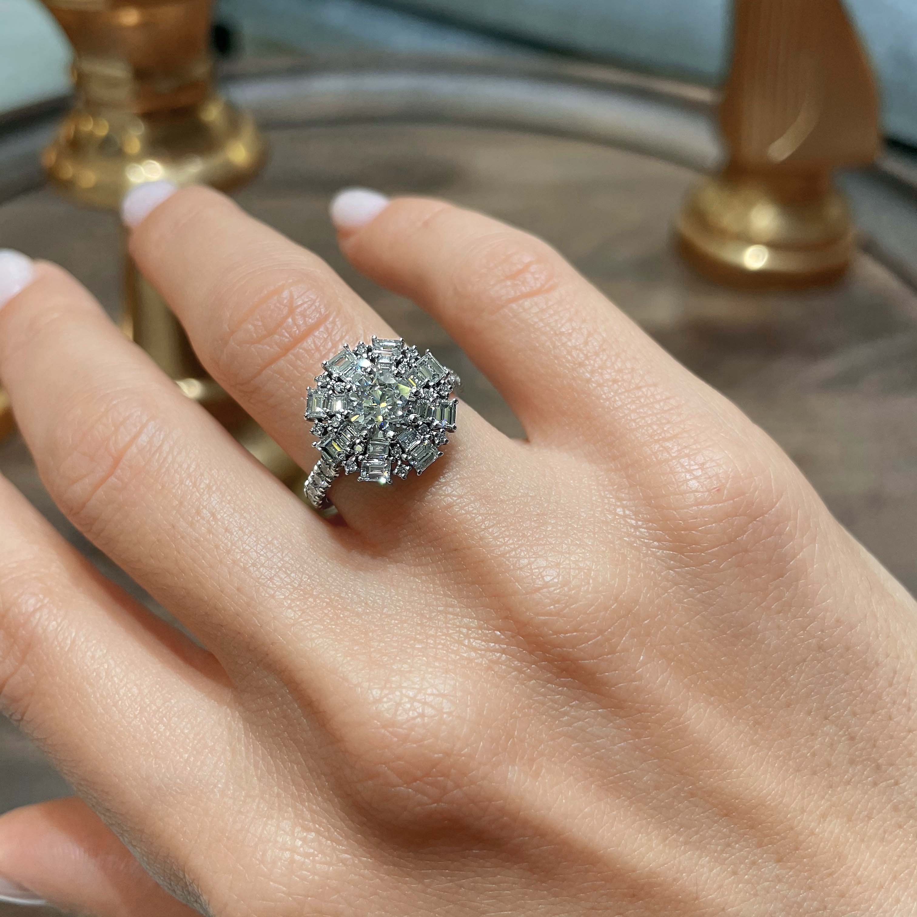 Snowflake Diamond Engagement Ring -18K White Gold、mySite、hinf8tx79