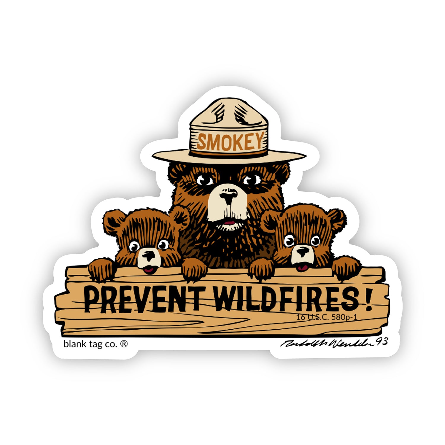  The Smokey Bear Classic Prevent Wildfires Vinyl Sticker Decal、mySite、ghnorth