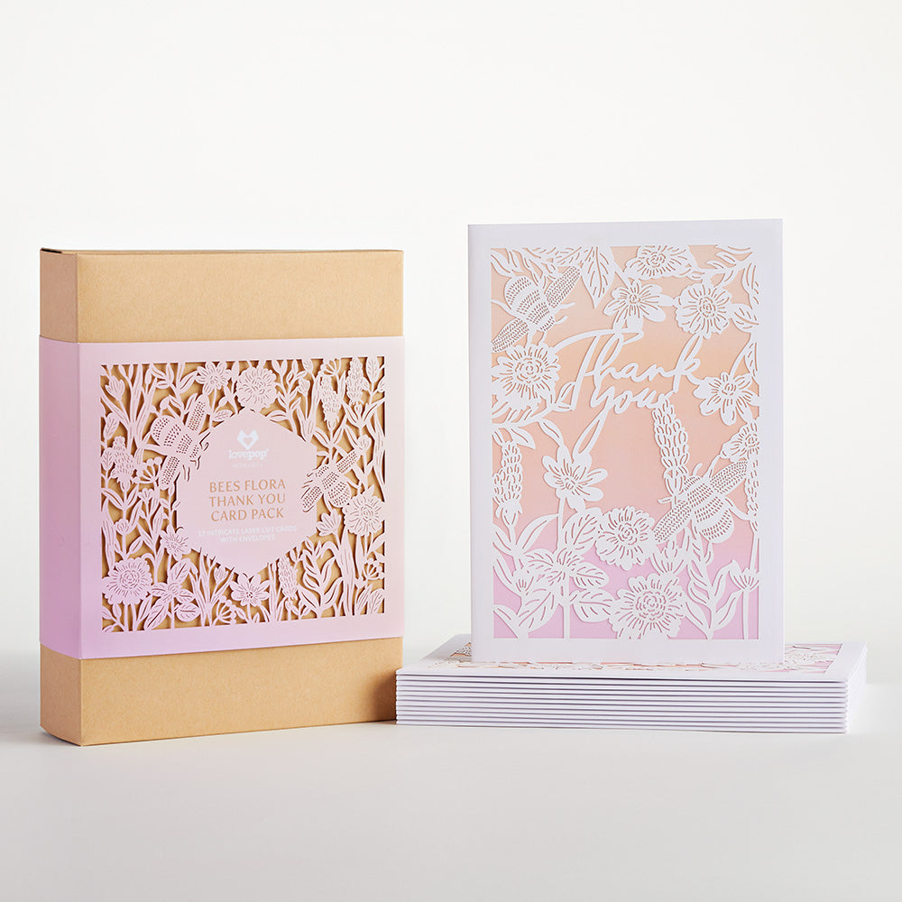 Bees Flora Thank You Card Pack (12-Pack): Lovepop Moments™ Card、mySite、solidvoid