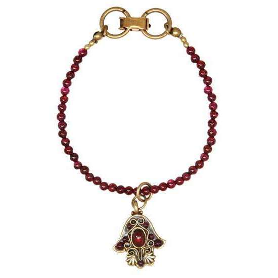 Michal Golan Garnet Hamsa Dangle Bracelet、mySite、topwebapps