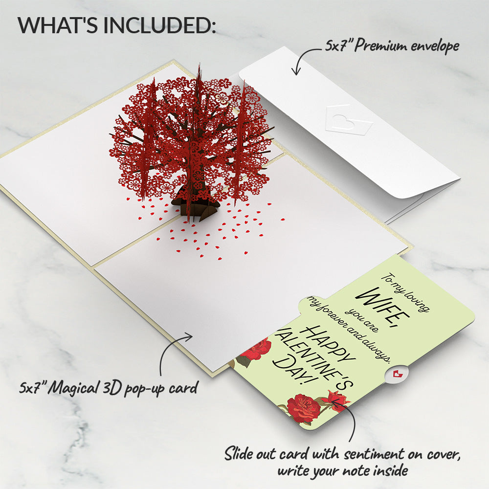 Red Sakura Tree Valentine Pop-Up Card and Sentiment Set for Wife、mySite、solidvoid