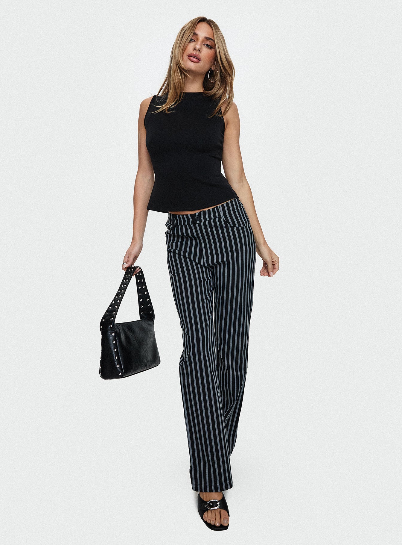 Allude Low Waist Pinstripe Pant Black、mySite、solidvoid