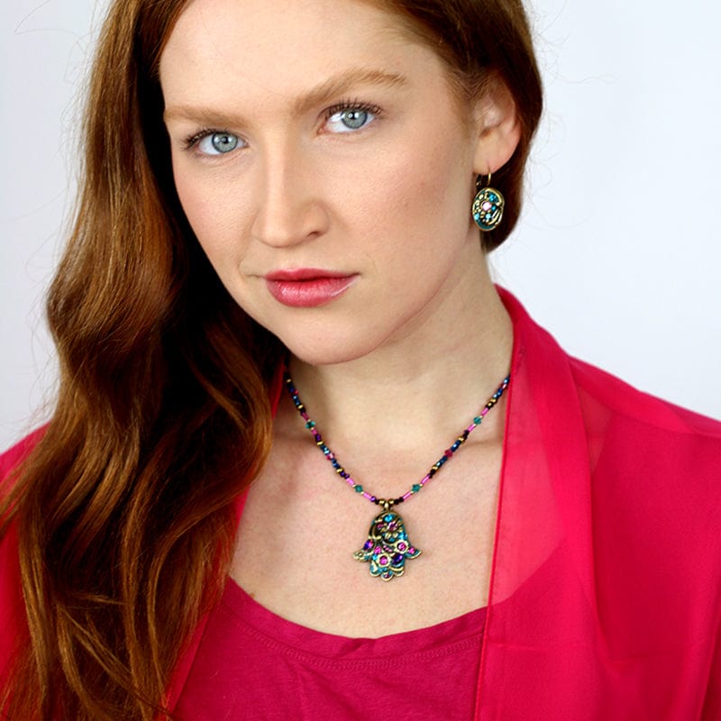 Teal Hamsa Necklace by Michal Golan、mySite、topwebapps