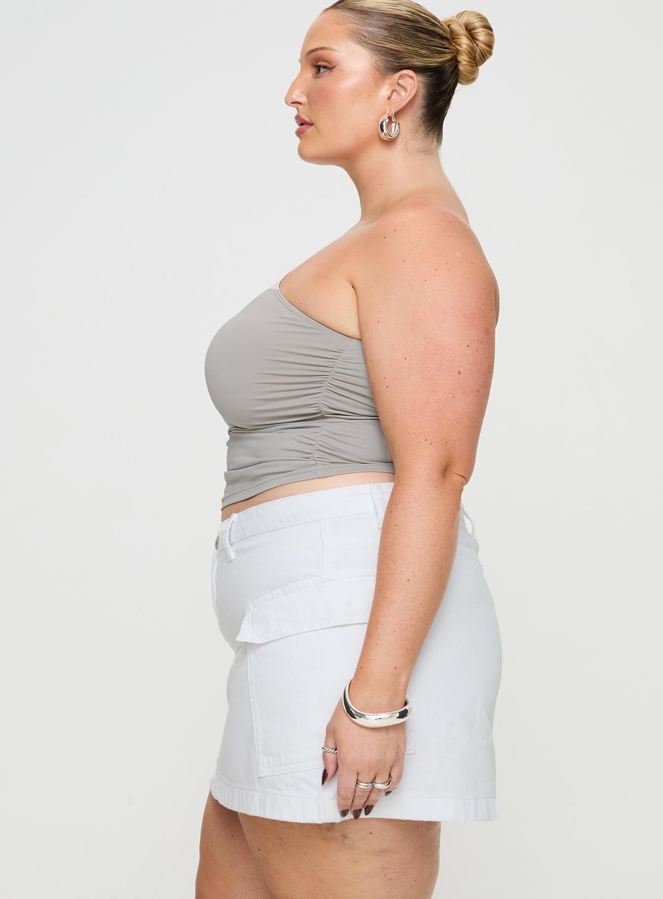 Zakai Cargo Denim Mini Skirt White Denim Curve、mySite、solidvoid