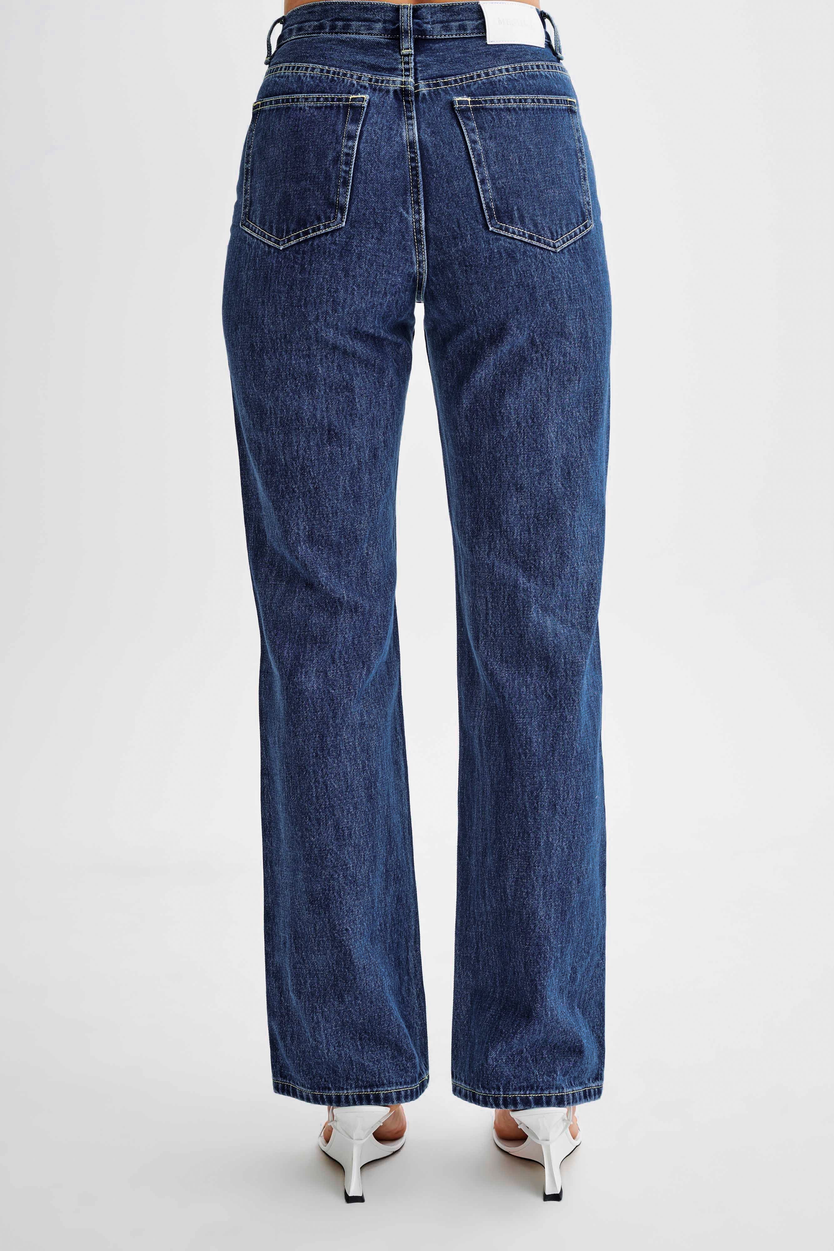 Janine High Waisted Straight Leg Jeans - Dark Blue、mySite、solidvoid