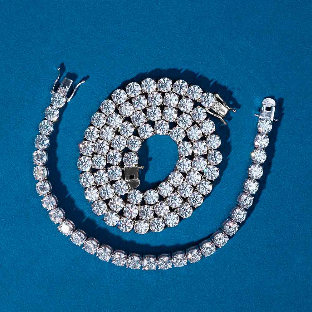 6MM Moissanite Tennis Chain/Bracelet Bundle 14K Gold、mySite、hinf8tx79