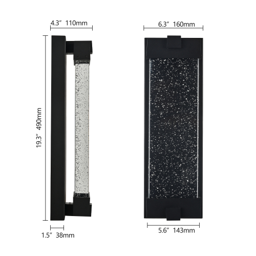 2-Pack Outdoor Wall Light Fixture, Weatherproof LED Wall Sconce with Bubble Crystal and Light Sensor - 12W Per Lamp、、eastwooduniform