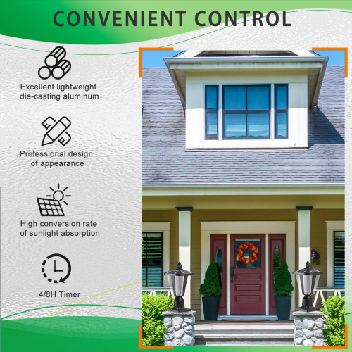 15"(H) Solar Powered Outdoor Lantern, Modern Garden Light with LED for Pathways, Yards, and Driveways (1-Pack)、、eastwooduniform